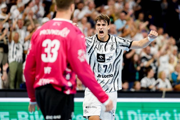 Kiel, September 26, 2026; Handball, 2026–27 Bundesliga 1, THW Kiel vs. SG Flensburg-Handewitt; Andreas Wolff (THW Kiel), 33; Julian Köster (THW Kiel), 7