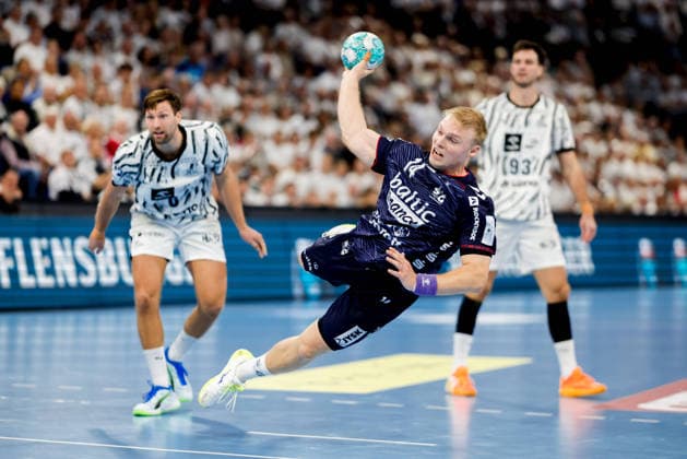 Kiel, September 26, 2026; Handball, 1st Bundesliga 2026–27, THW Kiel vs. SG Flensburg-Handewitt; Emil Siersbaek Bergholt, SG Flensburg-Handewitt, 14