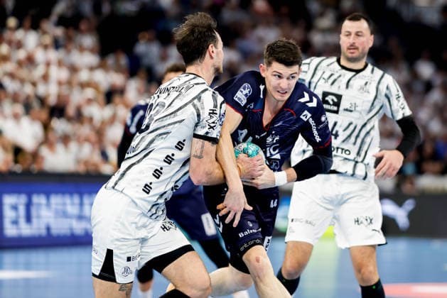 Kiel, September 26, 2026; Handball, 1st Bundesliga 2026–27, THW Kiel vs. SG Flensburg-Handewitt; Veron Nacinovic (THW Kiel), 93; Aymeric Minne (SG Flensburg-Handewitt), 44