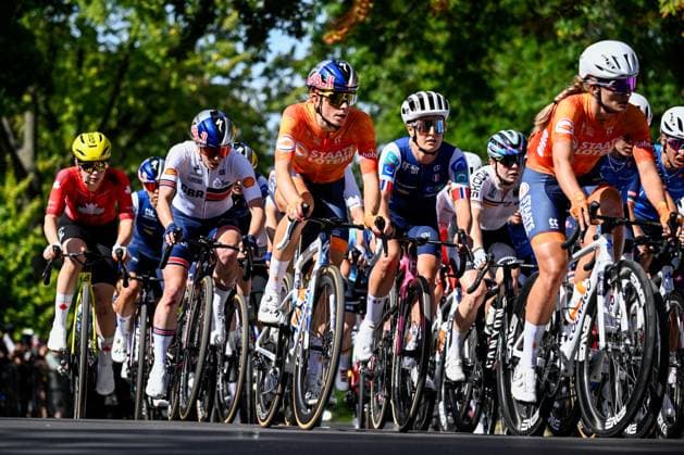 Dutch Demi Vollering is pictured in action during the elite women Road Race race (180,4 km) at the cycling World Championship, WM, Weltmeisterschaft in Montreal, Canada, Saturday 26 September 2026. The UCI road world championships are taking place from 20 to 27 September, in Montreal, Canada. JASPERxJACOBS x187904153x