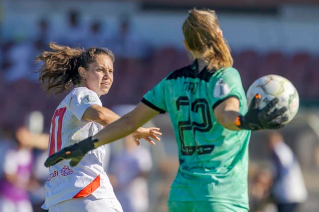Ingolstadt, Germany, September 26, 2026, 2026–2027 DFB Women’s Cup, First Round: FC Ingolstadt 04 1–1 FSV Mainz 05. Pictured: Vital Kats’ FSV with a chance to make it 1–3. DFL and DFB regulations prohibit any use of photographs as image sequences and or quasi-video. ESV Stadion Bayern Copyright: xFotostandx xSchäferx