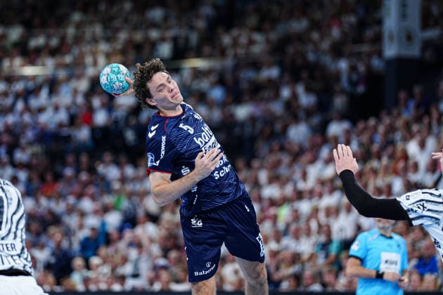 Goal by Niclas Kirkelokke, SG Flensburg Handewitt, September 5, 2026, THW Kiel vs. SG Flensburg Handewitt, Handball, 1st Bundesliga, Matchday 6, 2026–2027 Season, September 26, 2026 GER, THW Kiel vs. SG Flensburg Handewitt, Handball, 1st Bundesliga, Matchday 6, 2026–2027 season, September 26, 2026 Kiel Copyright: xEibner-Pressefoto MarcelxvonxFehrnx EP_MFN