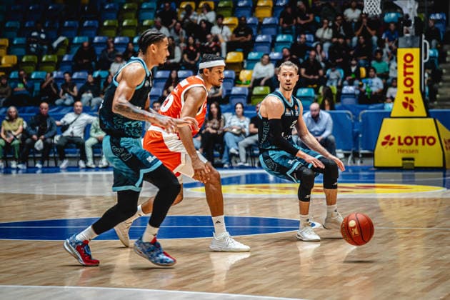 September 26, 2026, xhfmx, easyCredit BBL Bundesliga Basketball, Frankfurt Skyliners vs. Rasta Vechta: Judah Mintz (Frankfurt Skyliners), Nelson Weidemann (Rasta Vechta), Thomas Klepeisz (Frankfurt Skyliners), Frankfurt am Main