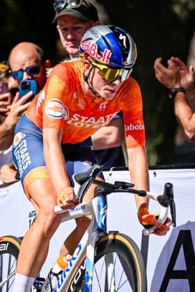 Dutch Demi Vollering is pictured in action during the elite women Road Race race (180,4 km) at the cycling World Championship, WM, Weltmeisterschaft in Montreal, Canada, Saturday 26 September 2026. The UCI road world championships are taking place from 20 to 27 September, in Montreal, Canada. JASPERxJACOBS x187905565x