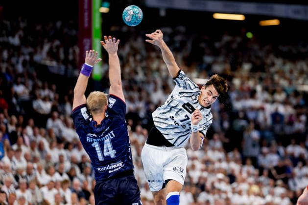 Kiel, September 26, 2026; Handball, 2026-27 Bundesliga 1, THW Kiel vs. SG Flensburg-Handewitt; Emil Siersbaek (Bergholt, SG Flensburg-Handewitt), 14; Julian Köster (THW Kiel), 7