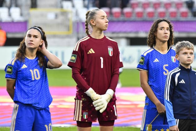 IPA89003362 - Giada Pellegrino Cimo (ITA), Elena Belli (ITA), and Azzurra Gallo (ITA) during the third-place match of the FIFA U-20 Women s World Cup between Italy and Colombia, held in Lodz, Poland, on September 26, 2026  Copyright: xMichalxDubiel IPAxSportx xx IPA89003362