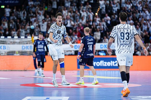 Julian Köster (THW Kiel) Celebrates a Goal, September 7, 2026, THW Kiel vs. SG Flensburg Handewitt, Handball, 1st Bundesliga, Matchday 6, 2026–2027 Season, September 26, 2026, Germany, THW Kiel vs. SG Flensburg Handewitt, Handball, 1st Bundesliga, Matchday 6, 2026–2027 Season, September 26, 2026, Kiel Copyright: xEibner-Pressefoto MarcelxvonxFehrnx EP_MFN