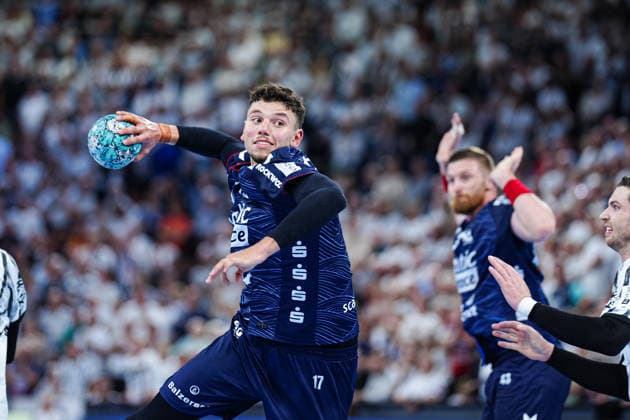 Goal by Marco Grgic, SG Flensburg Handewitt, 17 GER, THW Kiel vs. SG Flensburg Handewitt, Handball, 1st Bundesliga, Matchday 6, 2026–2027 Season, September 26, 2026 GER, THW Kiel vs. SG Flensburg Handewitt, Handball, 1st Bundesliga, Matchday 6, 2026–2027 Season, September 26, 2026 Kiel Copyright: xEibner-Pressefoto MarcelxvonxFehrnx EP_MFN
