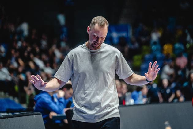 September 26, 2026, xhfmx, easyCredit BBL Bundesliga Basketball, Frankfurt Skyliners vs. Rasta Vechta, Christian Held, Coach of Rasta Vechta, Frankfurt am Main