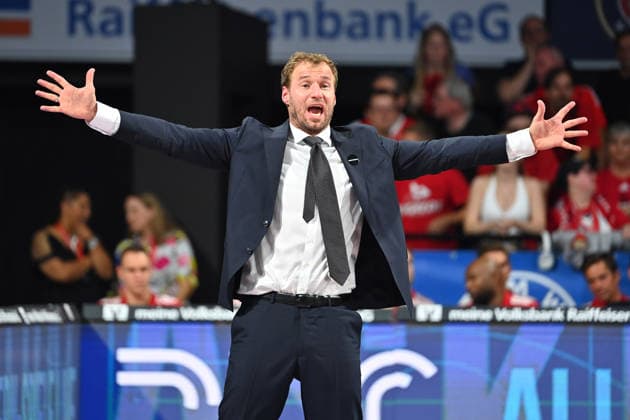 Coach Anton GAVEL (FCB), gesturing, single frame, cropped close-up, half-length shot, basketball (BBL), 2026–2027 season, FC Bayern Munich vs. Alba Berlin on September 26, 2026, BMW Park