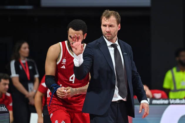 FCB Coach Anton GAVEL, gesturing, giving instructions, single frame, cropped close-up, half-length shot, basketball (BBL), 2026–2027 season, FC Bayern Munich vs. Alba Berlin on September 26, 2026, BMW Park