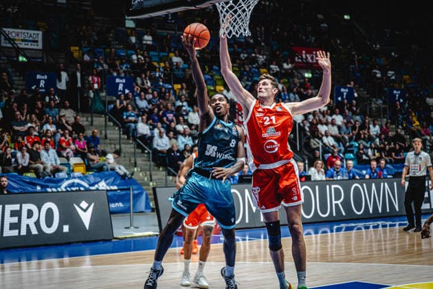 September 26, 2026, xhfmx, easyCredit BBL Bundesliga Basketball, Frankfurt Skyliners vs. Rasta Vechta, featuring William Christmas of the Skyliners Frankfurt and Tibor Pleiß of Rasta Vechta, Frankfurt am Main