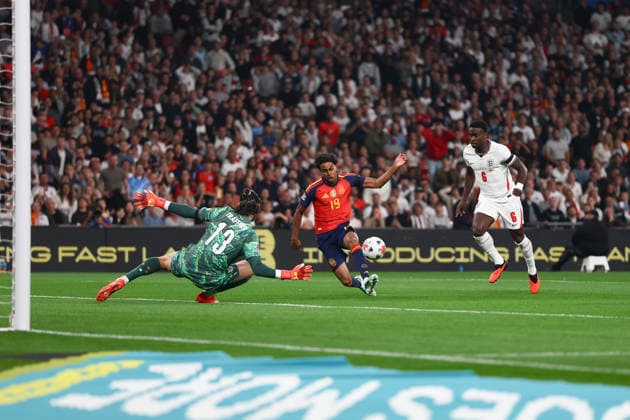 England v Spain, UEFA Nations League GOAL 0-1 Lamine Yamal of Spain scores during the England v Spain UEFA Nations League A Group 3 match at Wembley Stadium, London, England on 26 September 2026 Credit: Ian Stephen Every Second Media Editorial use only. All images are copyright Every Second Media Limited. No images may be reproduced without prior permission. Copyright: xIMAGO EveryxSecondxMediax ESM-2186-0021 IanxStephenx xEveryxSecondxMediax