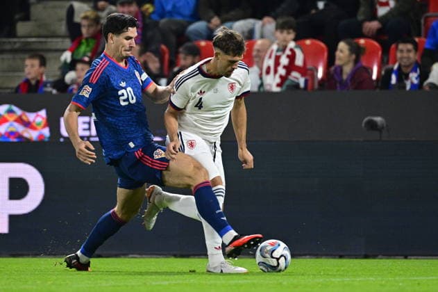 L-R Igor Matanovic (CRO) and Robin Hranac (CZE) in action during the UEFA Nations League, A3 group 1st round match: Czechia vs Croatia, in Prague, Czech Republic, on September 26, 2026. (CTKxPhoto VitxSimanek) CTKPhotoP2026092606096  CTKPhotoP2026092606096