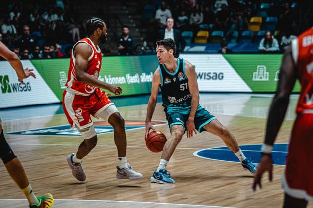 September 26, 2026, xhfmx, easyCredit BBL Bundesliga Basketball, Frankfurt Skyliners vs. Rasta Vechta, Lloyd Pandi (Rasta Vechta), Ryan Arcidiacono (Frankfurt Skyliners), Frankfurt am Main