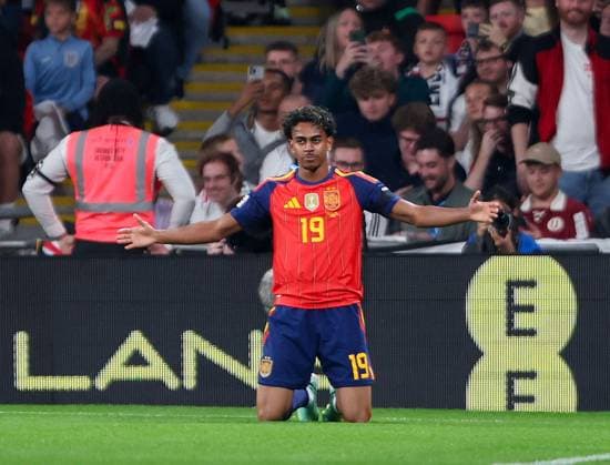Lamine Yamal celebrates scoring opening the goal of the game for Spain England v Spain, UEFA Nations League 2026 27 Group A3, Football, Wembley Stadium, London, UK, 26 09 2026 - 26 Sep 2026London Wembley Stadium England United Kingdom  Copyright: xHanc WiredxPhotos Shutterstockx 17171296f