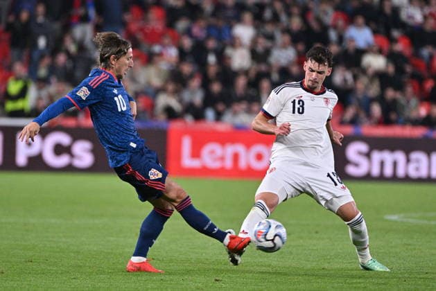 Prague, 260626. Fortuna Arena football stadium. UEFA Nations League Matchday 1 football match: Czech Republic vs. Croatia. Pictured: Luka Modric, Lukas Ambros. Photo: Damir Krajac CROPIX Copyright: xxDamirxKrajacx ceska_hrvatska55-260926