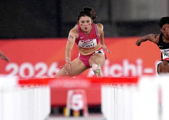 (260926) -- NAGOYA, Sept. 26, 2026 -- Wu Yanni of China competes during the women s 100m hurdles round 1 match of Athletics at the 20th Asian Games Aichi-Nagoya 2026 in Nagoya, Japan, Sept. 26, 2026. ) (SP)JAPAN-NAGOYA-ASIAN GAMES-ATHLETICS-WOMEN S 100M HURDLES LuixSiuxWai 