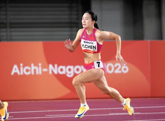 (260926) -- NAGOYA, Sept. 26, 2026 -- Chen Yujie of China competes during the women s 200m round 1 match of Athletics at the 20th Asian Games Aichi-Nagoya 2026 in Nagoya, Japan, Sept. 26, 2026. ) (SP)JAPAN-NAGOYA-ASIAN GAMES-ATHLETICS-WOMEN S 200M JiaxYuchen 