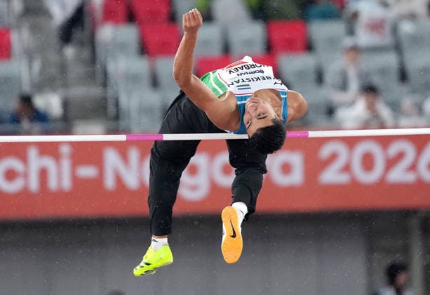 (260926) -- NAGOYA, Sept. 26, 2026 -- Nodir Norbaev of Uzbekistan competes during the men s decathlon high jump of athletics at the 20th Asian Games Aichi-Nagoya 2026 in Nagoya, Japan, Sept. 26, 2026. ) (SP)JAPAN-NAGOYA-ASIAN GAMES-ATHLETICS-MEN S DECATHLON-HIGH JUMP JiaxYuchen 