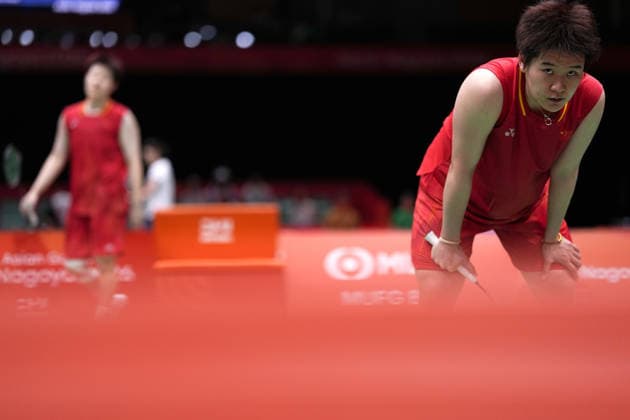 (260926) -- ICHINOMIYA, Sept. 26, 2026 -- Liu Shengshu Tan Ning (R) of team China compete during the 2nd round women s doubles badminton match against Kim Hyejeong Lee Yeonwoo of team South Korea at the 20th Asian Games Aichi-Nagoya 2026 in Ichinomiya of Aichi Prefecture, Japan, Sept. 26, 2026. ) (SP)JAPAN-ICHINOMIYA-ASIAN GAMES-BADMINTON-WOMEN S DOUBLES LixBo 
