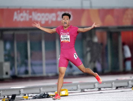 (260926) -- NAGOYA, Sept. 26, 2026 -- Chen Xinghua of China celebrates after the men s decathlon 400m heat 2 of athletics at the 20th Asian Games Aichi-Nagoya 2026 in Nagoya, Japan, Sept. 26, 2026. ) (SP)JAPAN-NAGOYA-ASIAN GAMES-ATHLETICS-MEN S DECATHLON-400M LuoxYuan 