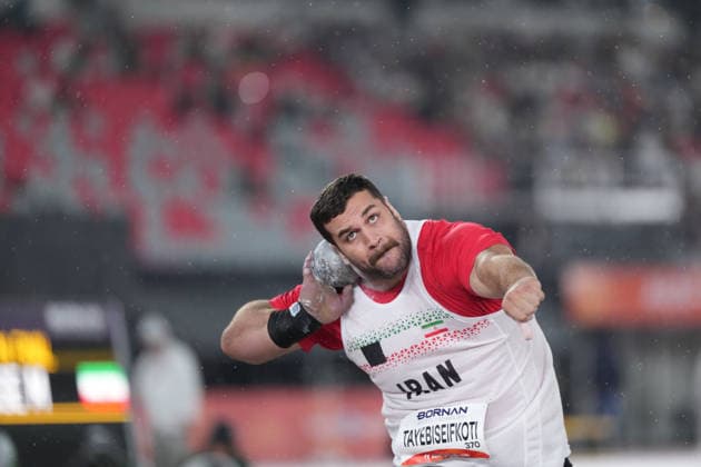 (260926) -- NAGOYA, Sept. 26, 2026 -- Mohammadreza Tayebise of Iran competes during the men s shot put final of Athletics at the 20th Asian Games Aichi-Nagoya 2026 in Nagoya, Japan, Sept. 26, 2026. ) (SP)JAPAN-NAGOYA-ASIAN GAMES-ATHLETICS-SHOT PUT-MEN S FINAL JiaxYuchen 