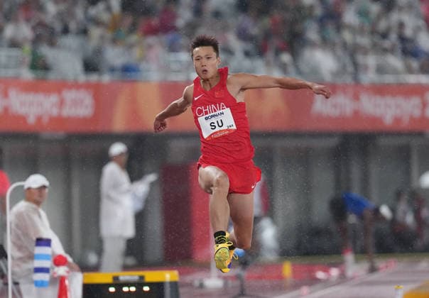 (260926) -- NAGOYA, Sept. 26, 2026 -- Su Wen of China competes during the men s triple jump final of Athletics at the 20th Asian Games Aichi-Nagoya 2026 in Nagoya, Japan, Sept. 26, 2026. ) (SP)JAPAN-NAGOYA-ASIAN GAMES-ATHLETICS-MEN S TRIPLE JUMP FINAL JiaxYuchen 