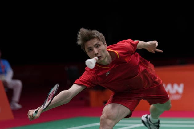 (260926) -- ICHINOMIYA, Sept. 26, 2026 -- Shi Yuqi of China competes during the 3rd round men s singles badminton match against Yoo Tae Bin of South Korea at the 20th Asian Games Aichi-Nagoya 2026 in Ichinomiya of Aichi Prefecture, Japan, Sept. 26, 2026. ) (SP)JAPAN-ICHINOMIYA-ASIAN GAMES-BADMINTON-MEN S SINGLES LixBo 