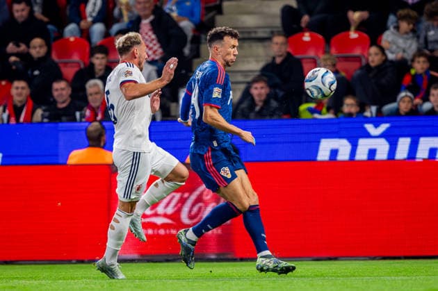 CZECHIA - CROATIA Vladmir Coufal of Czechia and TSG 1899 Hoffenheim and Ivan Perisic of Croatia and PSV Eindhoven during UEFA Nations League - League A - Group A3 - Matchday 1 - football match between Czechia and Croatia. Fortuna Arena, Eden, Stadion, Prague, Czechia September 26, 2026. Photo by Branislav Racko Copyright: xx 080A9123