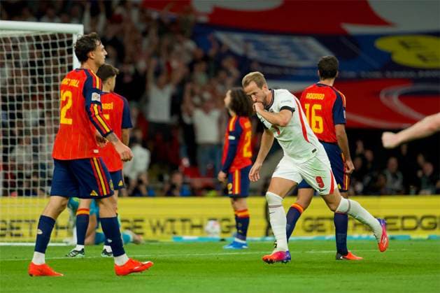 RECORD DATE NOT STATED Football - UEFA Nations League - Group A3 - England v Spain LONDON, ENGLAND - Saturday, September 26, 2026: England s Harry Kane celebrates after scoring his side s the second goal to make the score 2-1 during the UEFA Nations League Group A3 match between England and Spain at Wembley Stadium. (Photo by Thomas Major Propaganda) LONDON Wembley Stadium GREATER LONDON ENGLAND  Copyright: xThomasxMajorx 2026-09-26-England_v_Spain-070