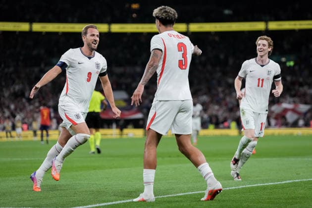 UEFA Nations League: England v Spain Harry Kane of England celebrates his goal to make it 2-1 during the UEFA Nations League match England vs Spain at Wembley Stadium, London, United Kingdom on 26 September 2026 (Photo by Maynard Manyowa News Images) London Wembley Stadium Greater London United Kingdom Copyright: xMaynardxManyowa NewsxImagesx