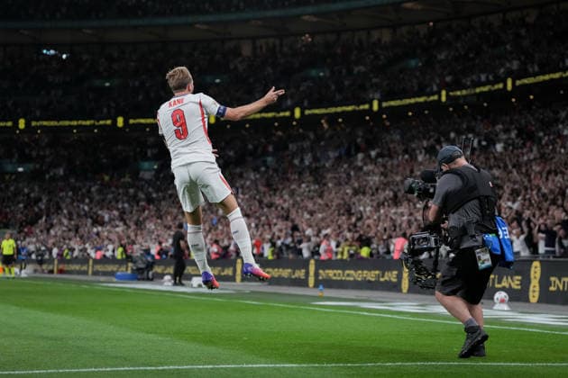 UEFA Nations League: England v Spain Harry Kane of England celebrates his goal to make it 2-1 during the UEFA Nations League match England vs Spain at Wembley Stadium, London, United Kingdom on 26 September 2026 (Photo by Maynard Manyowa News Images) London Wembley Stadium Greater London United Kingdom Copyright: xMaynardxManyowa NewsxImagesx