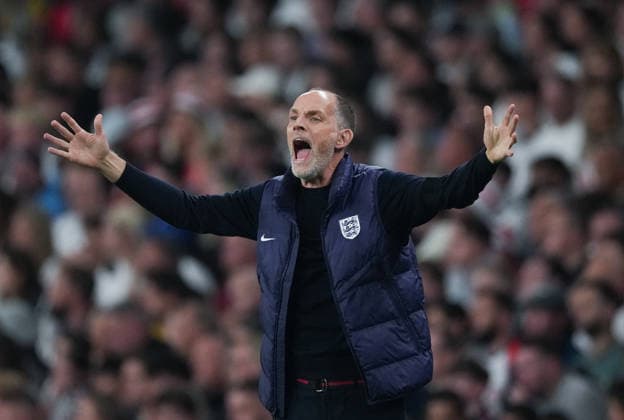 England v Spain Group 3 UEFA Nations League - Season 2026 2027 - Wembley Stadium England head coach Thomas Tuchel reacts during the England v Spain UEFA Group 3 Nations League Match at Wembley Stadium London, Season 26 27, September 27 2026 London United Kingdom