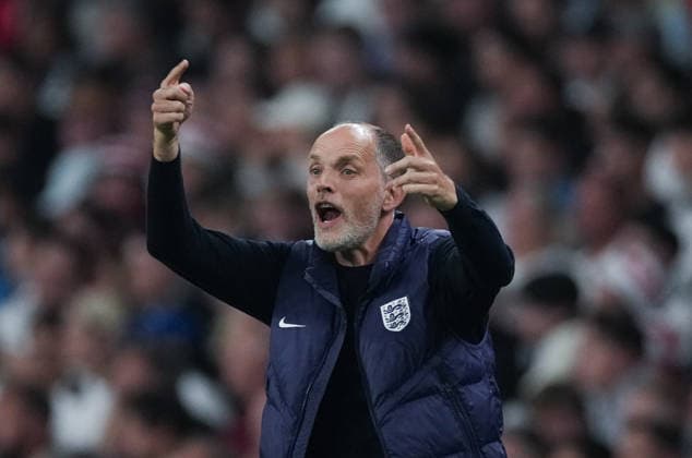 England v Spain Group 3 UEFA Nations League - Season 2026 2027 - Wembley Stadium England head coach Thomas Tuchel reacts during the England v Spain UEFA Group 3 Nations League Match at Wembley Stadium London, Season 26 27, September 27 2026 London United Kingdom