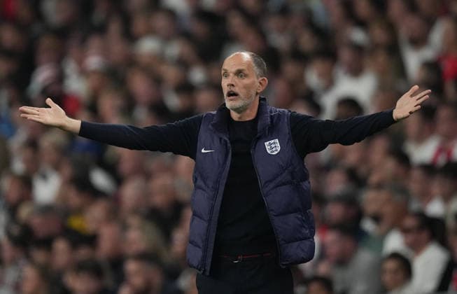 England v Spain Group 3 UEFA Nations League - Season 2026 2027 - Wembley Stadium England head coach Thomas Tuchel reacts during the England v Spain UEFA Group 3 Nations League Match at Wembley Stadium London, Season 26 27, September 27 2026 London United Kingdom