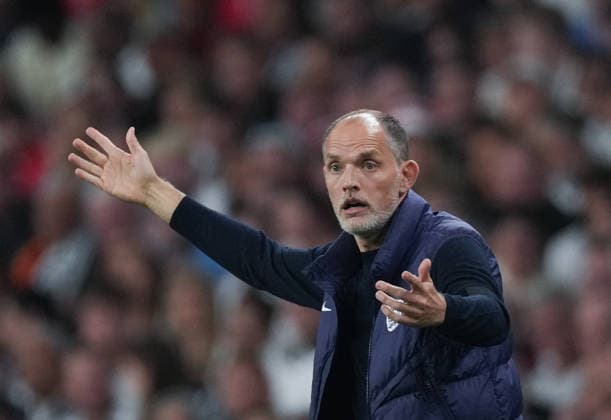 England v Spain Group 3 UEFA Nations League - Season 2026 2027 - Wembley Stadium England head coach Thomas Tuchel reacts during the England v Spain UEFA Group 3 Nations League Match at Wembley Stadium London, Season 26 27, September 27 2026 London United Kingdom