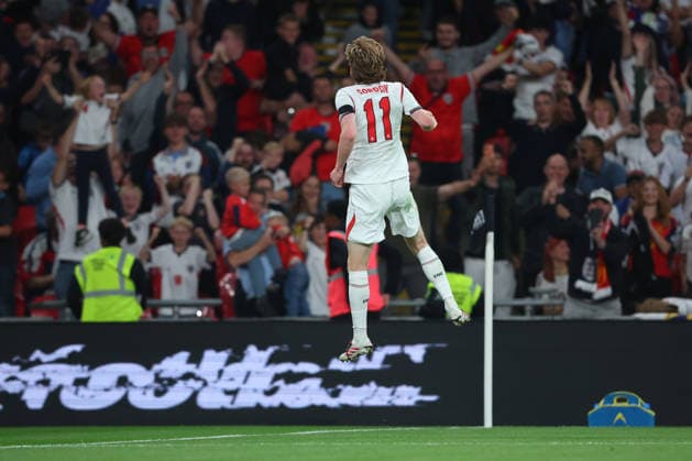 England v Spain - UEFA Nations League 2026 27 Group A3 MD1 Anthony Gordon of England celebrates equalizing goal during the UEFA Nations League 2026 27 group phase match between England and Spain at Wembley Stadium on September 26, 2026 in London, England. London Wembley Stadium England United Kingdom Copyright: xAllstarxPicturexLibraryxLtdx