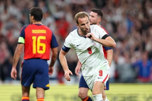 Harry Kane of England celebrates scoring his team s second goal of the match England v Spain, UEFA Nations League 2026 27 Group A3, Football, Wembley Stadium, London, UK, 26 09 2026 - 26 Sep 2026London Wembley Stadium England United Kingdom  Copyright: xHanc WiredxPhotos Shutterstockx 17171296ak