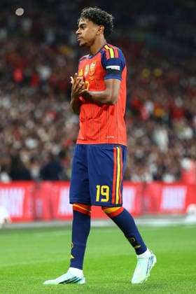 LONDON, ENGLAND, SEPTEMBER 26: Lamine Yamal of Spain celebrates scoring Spains opening goal during a UEFA Nations League Group 3 match between England and Spain at the Wembley Stadium on September 26, 2026 in London, England. (Photo by Zach Forster Sports Press Photo) Copyright: xZachxForster SportsxPressxPhotox Sportspressphoto_SPR240346