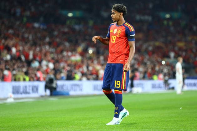 LONDON, ENGLAND, SEPTEMBER 26: Lamine Yamal of Spain celebrates scoring Spains opening goal during a UEFA Nations League Group 3 match between England and Spain at the Wembley Stadium on September 26, 2026 in London, England. (Photo by Zach Forster Sports Press Photo) Copyright: xZachxForster SportsxPressxPhotox Sportspressphoto_SPR240347