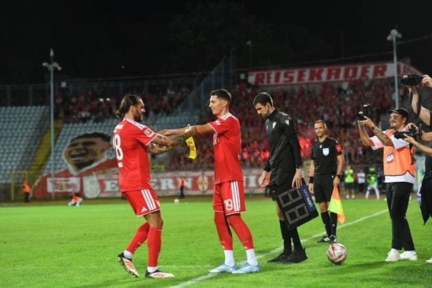 Rijeka, 260926. Kantrida Stadium. Friendly football match, HNK Rijeka vs. 1. FC Union Berlin; Damir Kreilach s farewell match. Pictured: Christopher Trimmerl, Damir Kreilach. Photo: Damir Skomrlj CROPIX Copyright: xxDamirxSkomrljx rijeka_berlin20-260926