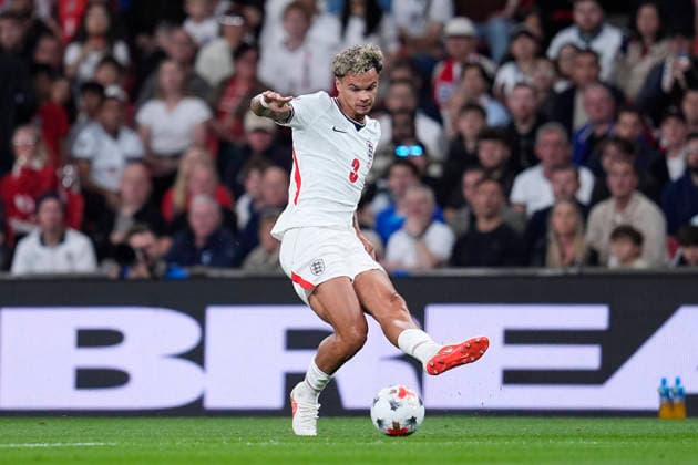 September 26, 2026, London, London, England: Nico O Reilly of England kicks the ball during the UEFA Nations League 2026 27 League Phase MD1 Group A3 match between England and Spain at Wembley Stadium on September 26, 2026, in London, England. England V Spain - UEFA Nations League 2026 27 League Phase MD1 Group A3  - ZUMAa181 20260926_zaa_a181_137 Copyright: xDennisxAgyemanx
