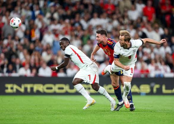 Harry Kane of England (9) heads his team into a 2-1 lead England v Spain, UEFA Nations League 2026 27 Group A3, Football, Wembley Stadium, London, UK, 26 09 2026 - 26 Sep 2026London Wembley Stadium England United Kingdom  Copyright: xHanc WiredxPhotos Shutterstockx 17171296an