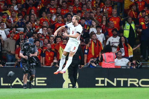 LONDON, ENGLAND, SEPTEMBER 26: Harry Kane of England celebrates scoring Englands second goal during a UEFA Nations League Group 3 match between England and Spain at the Wembley Stadium on September 26, 2026 in London, England. (Photo by Zach Forster Sports Press Photo) Copyright: xZachxForster SportsxPressxPhotox Sportspressphoto_SPR240361