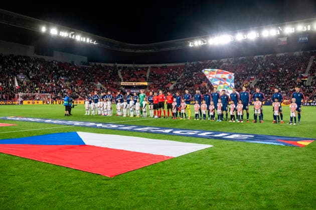 The UEFA Nations League, A3 group 1st round match: Czechia vs Croatia, in Prague, Czech Republic, on September 26, 2026. Teams taking the field before the match. (CTKxPhoto VitxSimanek) CTKPhotoP2026092606479  CTKPhotoP2026092606479