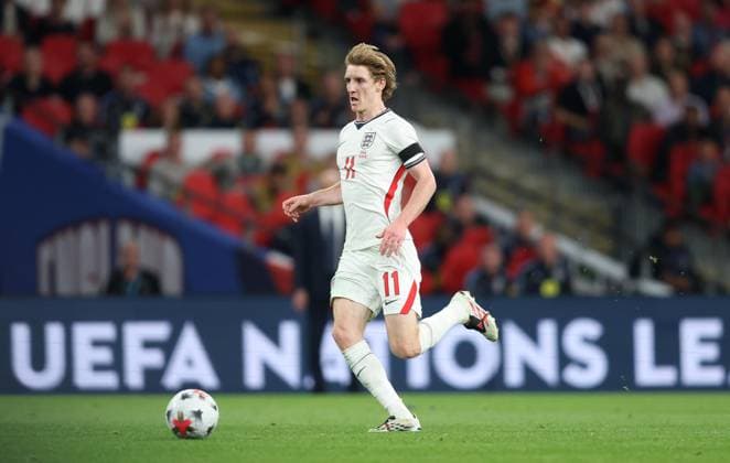 UEFA Nations League - England v Spain LONDON, ENGLAND, SEPTEMBER 26: Anthony Gordon of England national team, Nationalteam on the ball during The UEFA Nations League Group Stage match in Group C3 between England v Spain at Wembley Stadium, London, England, on September 26. (Photo by Daniel Weir) London Wembley Stadium England Copyright: xDanielxWeir SportsxPressxPhotox Sportspressphoto_SPR240374