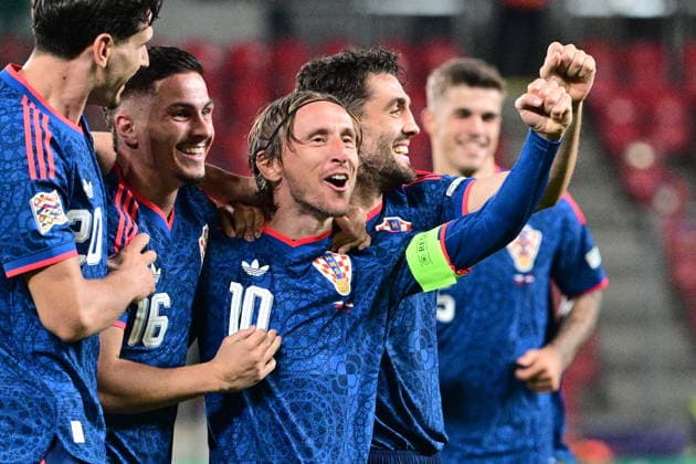 Luka Modric (CRO), middle, celebrates first goal during the UEFA Nations League, A3 group 1st round match: Czechia vs Croatia, in Prague, Czech Republic, on September 26, 2026. (CTKxPhoto MichalxKamaryt) CTKPhotoP2026092606569  CTKPhotoP2026092606569