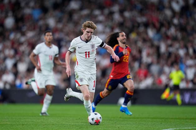 September 26, 2026, London, London, England: Anthony Gordon of England shoots to score his team s first goal during the UEFA Nations League 2026 27 League Phase MD1 Group A3 match between England and Spain at Wembley Stadium on September 26, 2026, in London, England. England V Spain - UEFA Nations League 2026 27 League Phase MD1 Group A3  - ZUMAa181 20260926_zaa_a181_147 Copyright: xDennisxAgyemanx