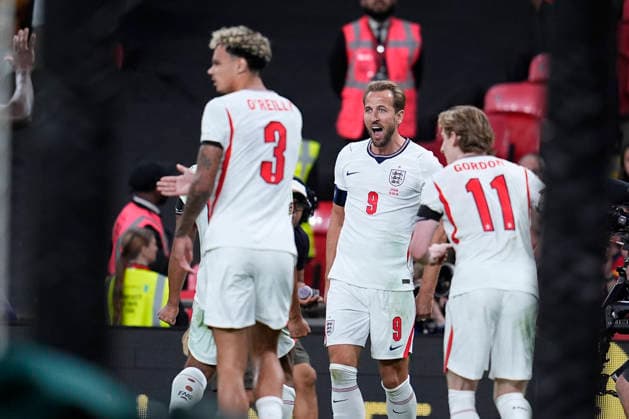September 26, 2026, London, London, England: Harry Kane of England celebrates an own goal scored by Marc Cucurella of Spain during the UEFA Nations League 2026 27 League Phase MD1 Group A3 match between England and Spain at Wembley Stadium on September 26, 2026, in London, England. England V Spain - UEFA Nations League 2026 27 League Phase MD1 Group A3  - ZUMAa181 20260926_zaa_a181_149 Copyright: xDennisxAgyemanx